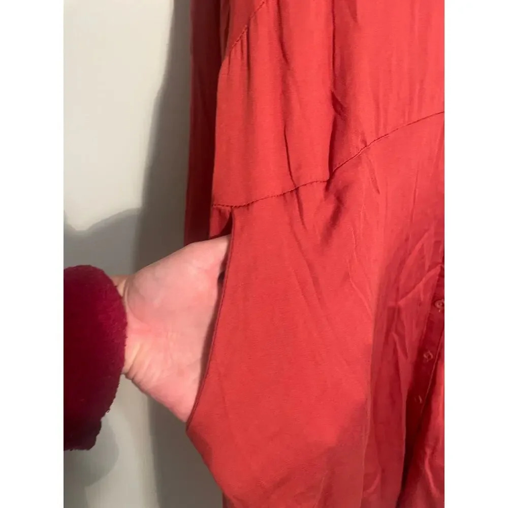 Torrid Rust Colored Button Front Challis Shirt Dr… - image 4